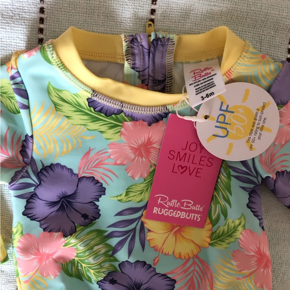 RuffleButts Baby Girls Long Sleeve One Piece Swimsuit w/ UPF 50+ Sun Protection - Picture 6 of 11